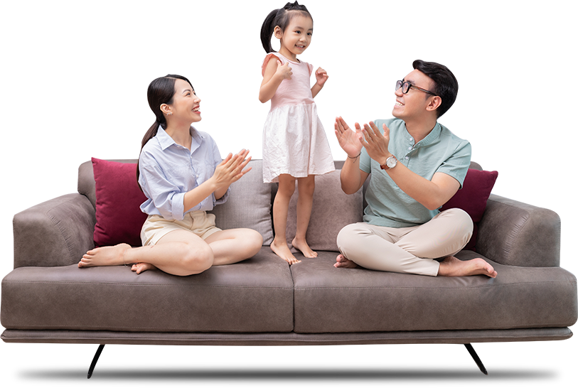 family on a sofa