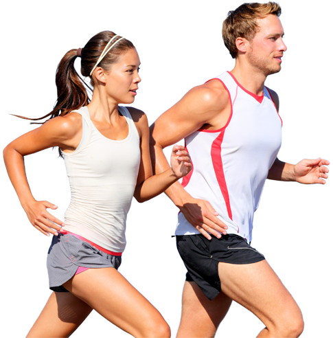 two healthy individuals running
