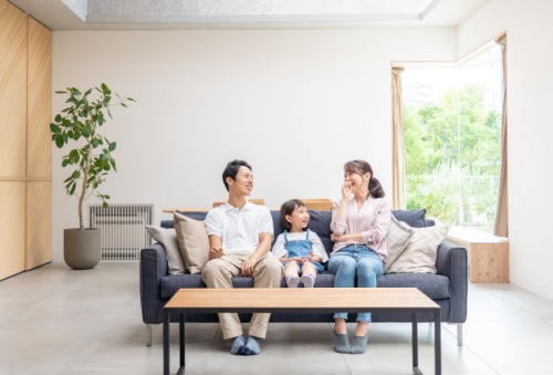 family in a living room